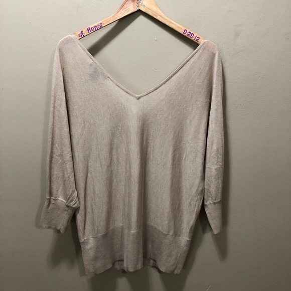 Sold {WHBM} Sequin Cashmere V Front & Back Sweater - Picture 4 of 9
